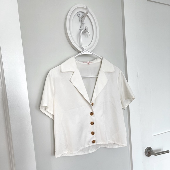 White Cropped Blouse - Size Small - Picture 1 of 2